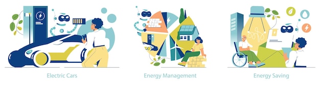 Ilustración de vector plano de electrificación