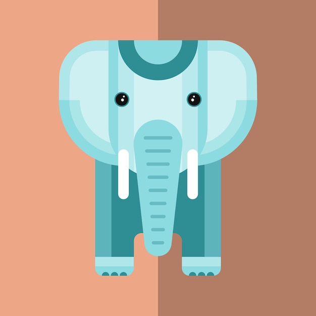 Ilustración de vector plano de un elefante geométrico de formas simples para invitaciones de tarjetas de felicitación