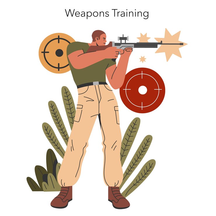 Vector ilustración de vector plano de entrenamiento militar