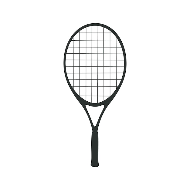 Vector ilustración de vector plano en estilo infantil raqueta de tenis dibujada a mano con amortiguador