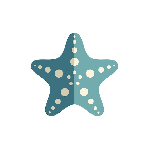 Ilustración de vector plano de estrella de mar. Color azul con puntos claros.