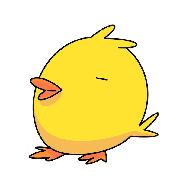 Ilustración de vector plano de feliz pascua de pollo gordo pequeño