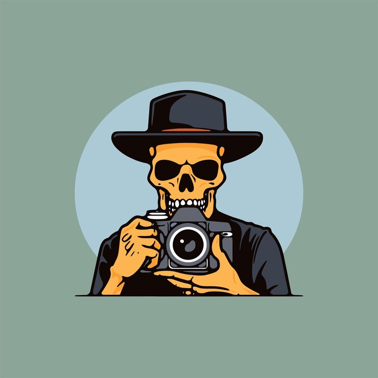 Ilustración de vector plano del fotógrafo del cráneo 10