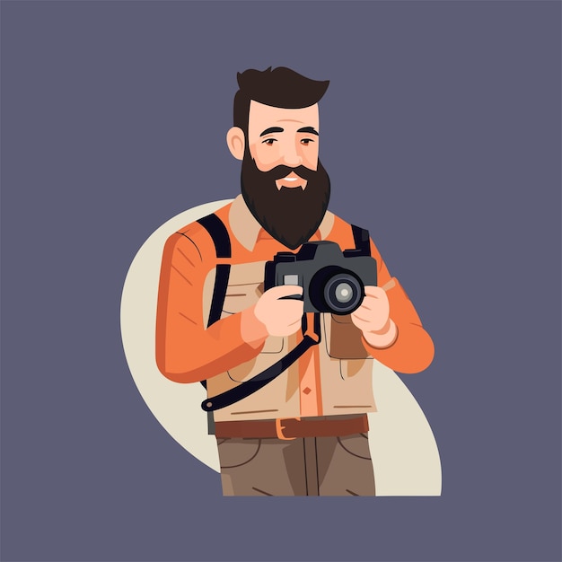 Ilustración de vector plano del fotógrafo masculino 3