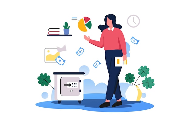 Ilustración de Vector plano de gestión de ingresos comerciales
