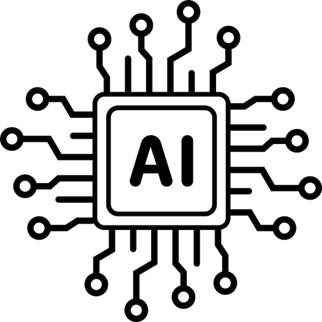 Ilustración de vector plano de icono AI de inteligencia artificial