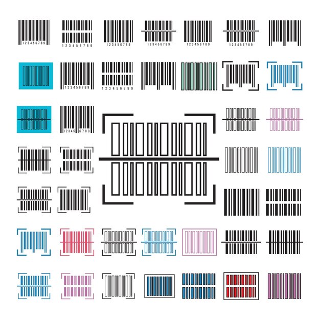 Ilustración de vector plano del icono de código de barras