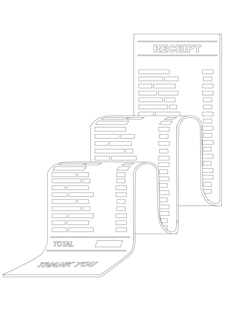 Ilustración de vector plano de icono de factura de recibo largo aislado sobre fondo blanco.