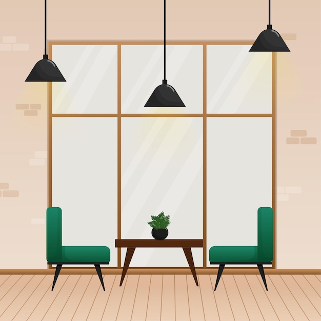 Ilustración de vector plano interior de habitación acogedora diseño de interiores ilustración de vector de personas de dibujos animados