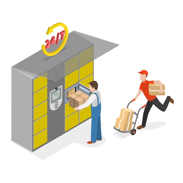 Ilustración de vector plano isométrico 3D del artículo 2 del servicio de post-entrega