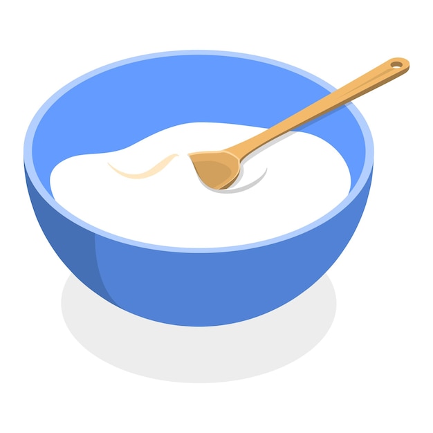 Ilustración de vector plano isométrico 3D del artículo 6 de desayuno de cereales