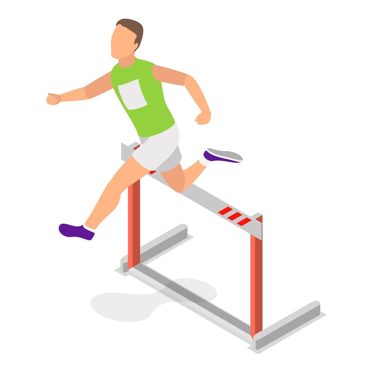 Vector ilustración de vector plano isométrico 3d de correr con la barrera artículo 4