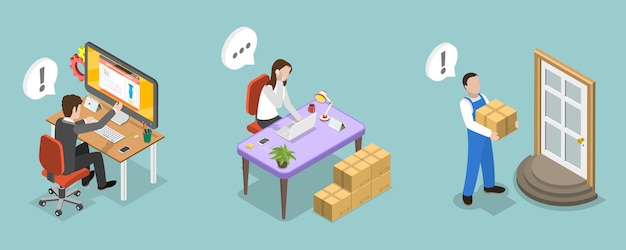 Ilustración de vector plano isométrico 3D del revendedor y el distribuidor