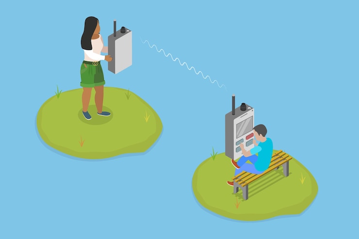 Vector ilustración de vector plano isométrico 3d de un walkie-talkie