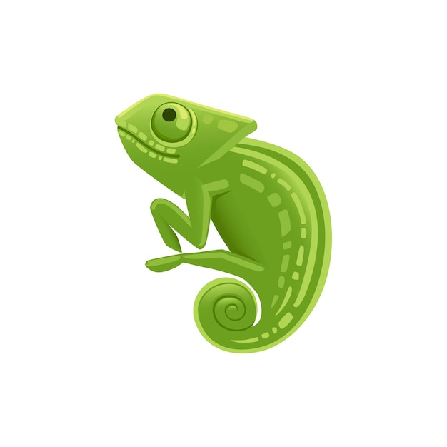 Ilustración de vector plano lindo pequeño camaleón verde lagarto dibujos animados diseño animal aislado sobre fondo blanco.