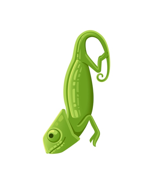 Ilustración de vector plano lindo pequeño camaleón verde lagarto dibujos animados diseño animal aislado sobre fondo blanco.