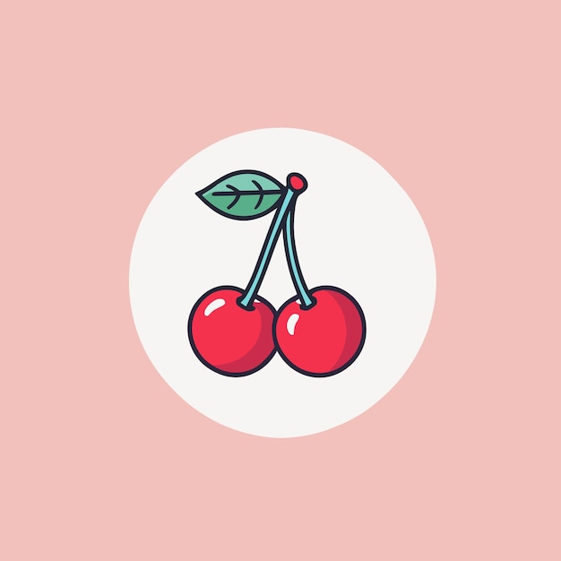 Ilustración de vector plano del logotipo de la cereza