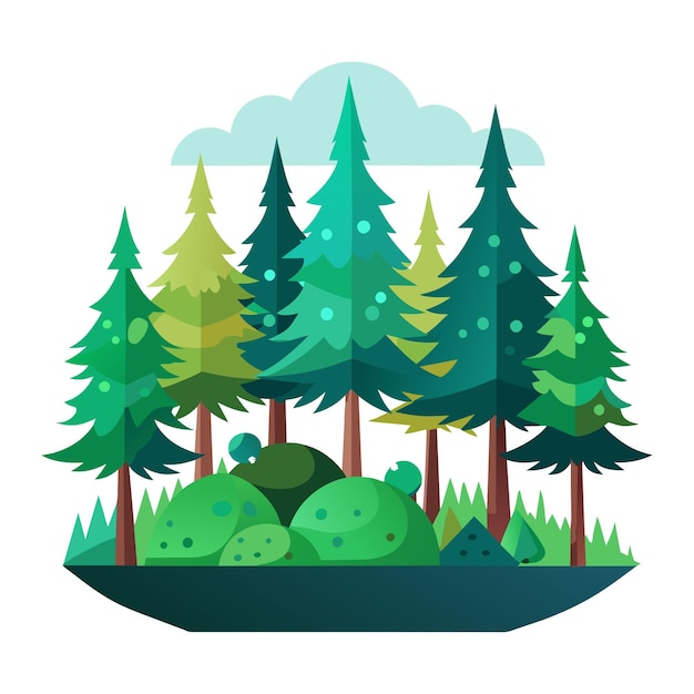 Ilustración de vector plano mínimo del bosque sobre fondo blanco