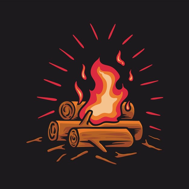 Ilustración del vector plano oscuro de Camp Fire