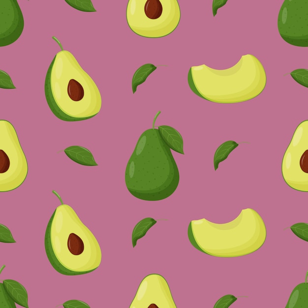 Ilustración de vector plano de patrones sin fisuras de aguacate lindo