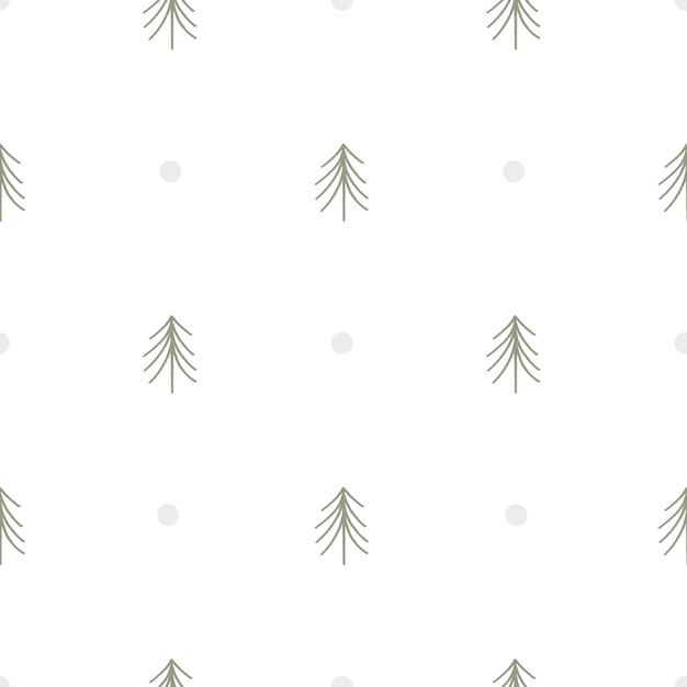 Vector ilustración de vector plano de patrones sin fisuras de árbol de navidad minimalista en blanco lindo y simple