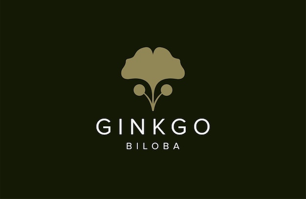 Ilustración de vector plano de plantilla de diseño de icono de logotipo de hoja de ginkgo