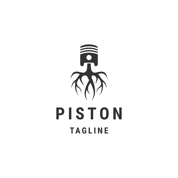 Ilustración de vector plano de plantilla de diseño de logotipo de raíz de pistón