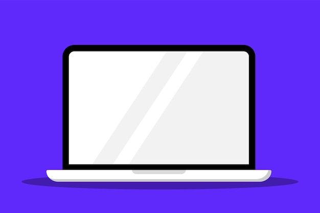 Ilustración de vector plano portátil. Ordenador portátil aislado en el fondo. Pantalla de computadora moderna