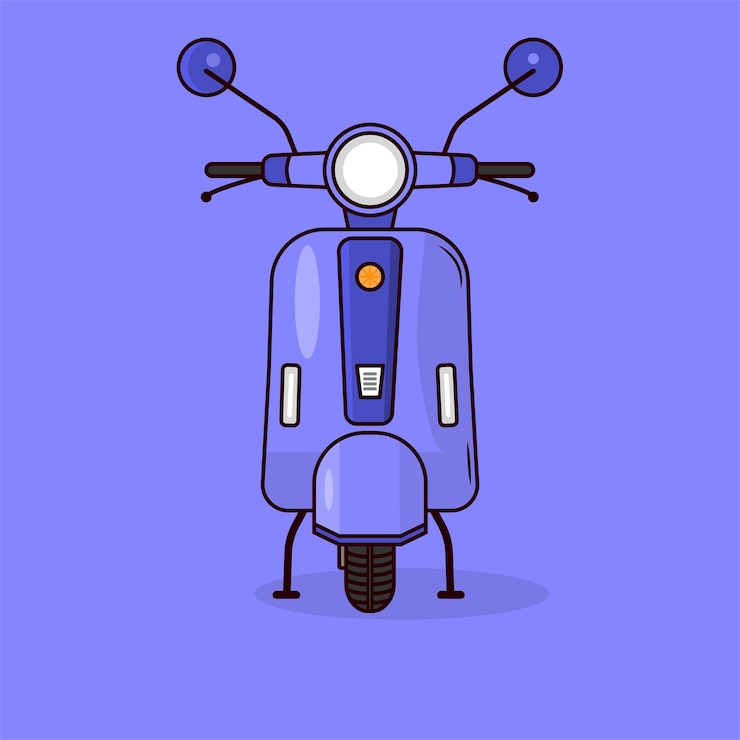 Ilustración de vector plano de scooter frontal