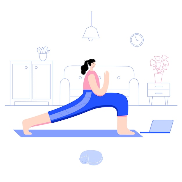 Ilustración de vector plano de yoga Estilo de vida saludable