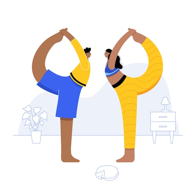 Ilustración de vector plano de yoga estilo de vida saludable