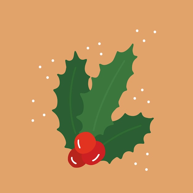 Ilustración de vector de planta de baya de acebo de Navidad Ilustración de vector de muérdago de Navidad