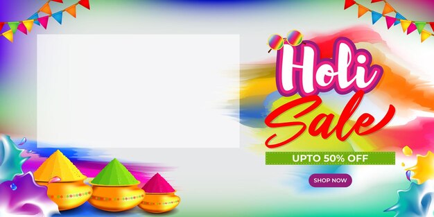 Ilustración de vector de plantilla de banner de venta de Holi