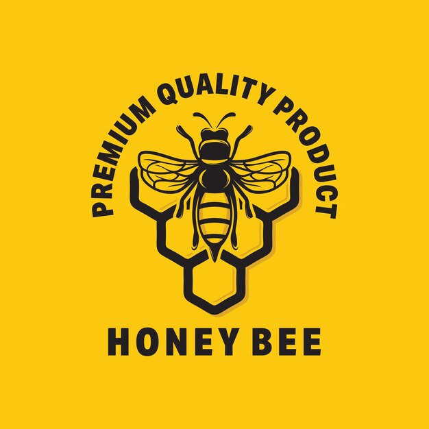 Ilustración de vector de plantilla de diseño gráfico de abeja de miel