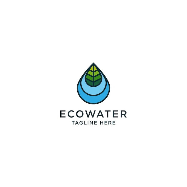 Ilustración de vector de plantilla de diseño de icono de logotipo de agua ecológica
