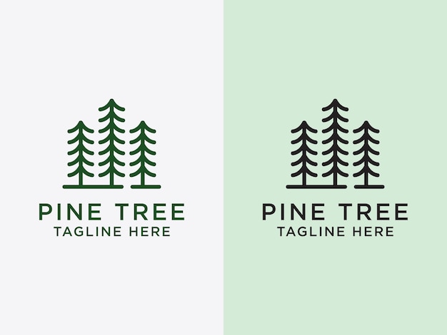 Ilustración de vector de plantilla de diseño de icono de logotipo de árbol de pino