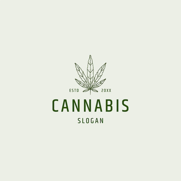 Ilustración de vector de plantilla de diseño de icono de logotipo de hoja de cannabis