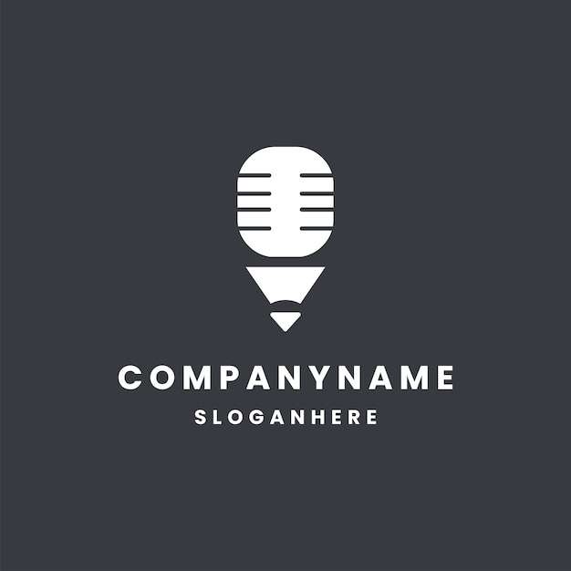 Ilustración de vector de plantilla de diseño de icono de logotipo de lápiz de podcast