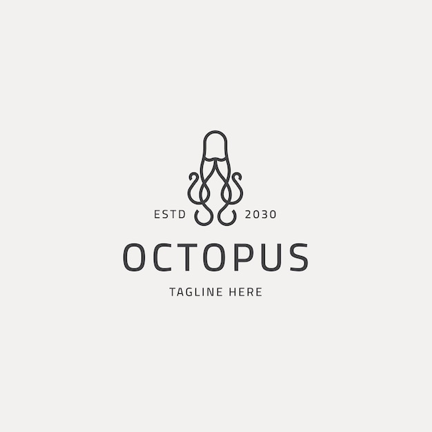 Ilustración de vector de plantilla de diseño de icono de logotipo de pulpo