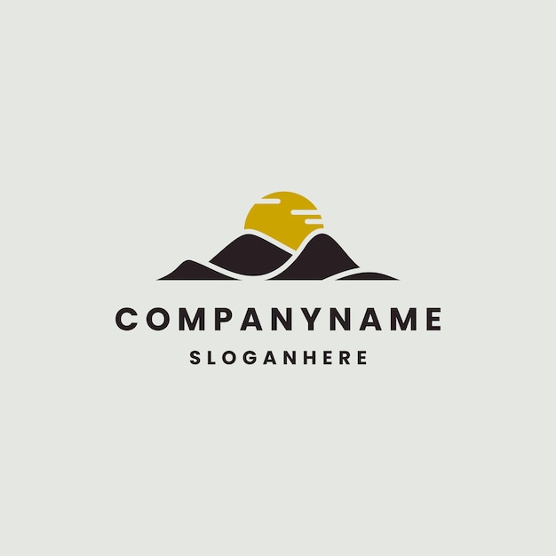 Ilustración de vector de plantilla de diseño de icono de logotipo de sol de montaña