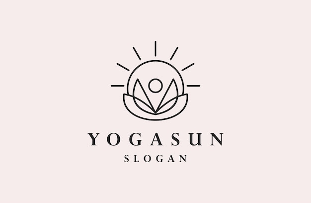 Ilustración de vector de plantilla de diseño de icono de logotipo de sol de yoga