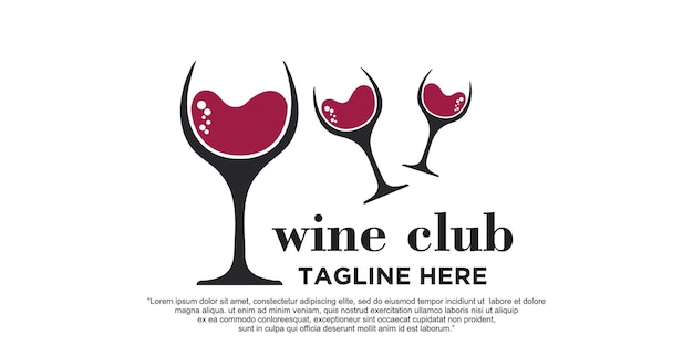 Ilustración de vector de plantilla de diseño de icono de logotipo de vino Vector Premium
