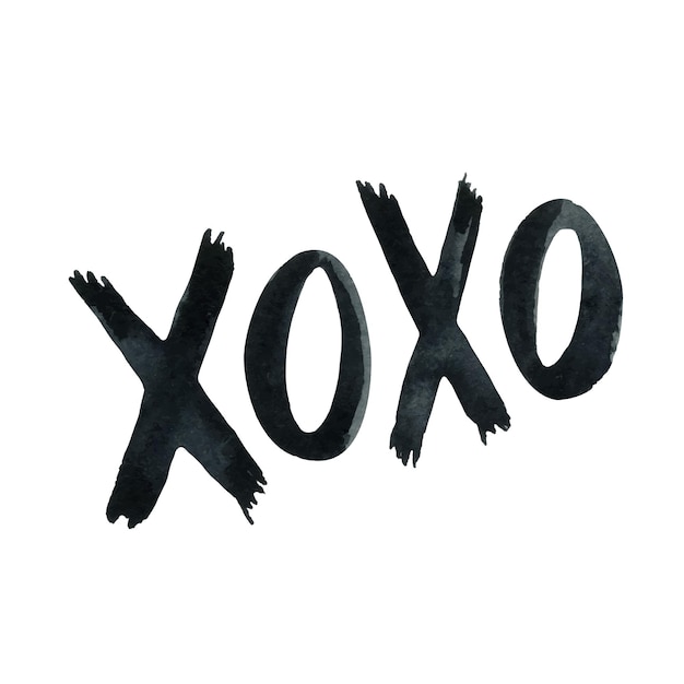 Ilustración de vector de plantilla de diseño de letras aisladas Xoxo de letras dibujadas a mano de acuarela