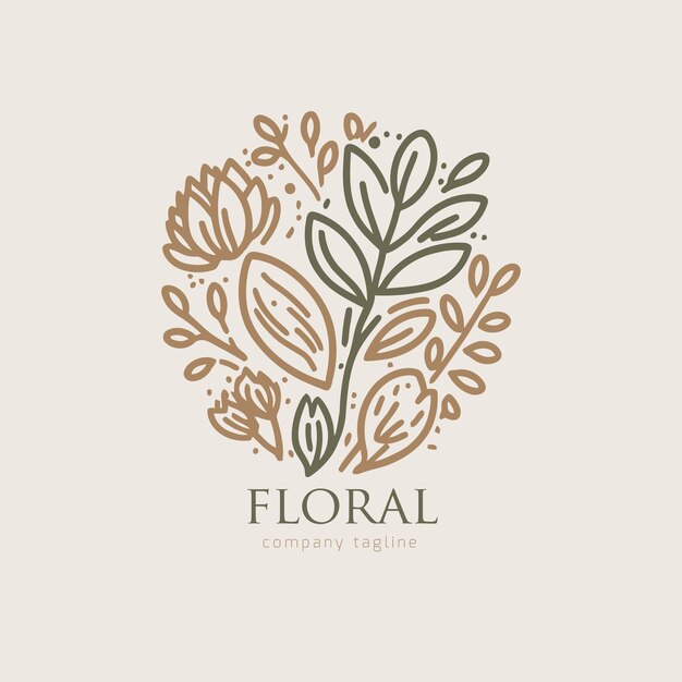 Ilustración de vector de plantilla de diseño de logotipo botánico de flor floral