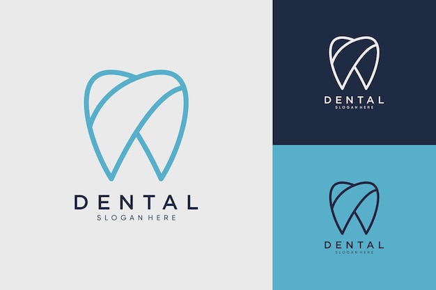 Ilustración de vector de plantilla de diseño de logotipo dental con idea creativa