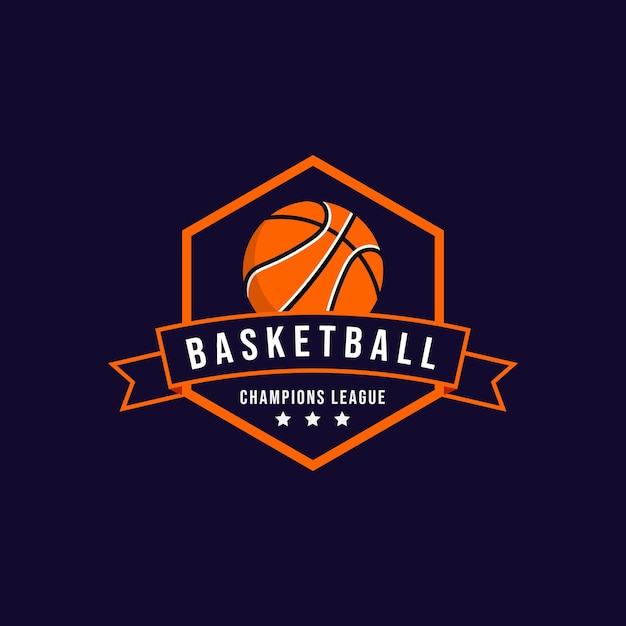 Ilustración de vector de plantilla de diseño de logotipo de deporte de baloncesto