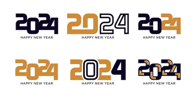 Ilustración de vector de plantilla de diseño de logotipo de feliz año nuevo 2024 con concepto moderno único