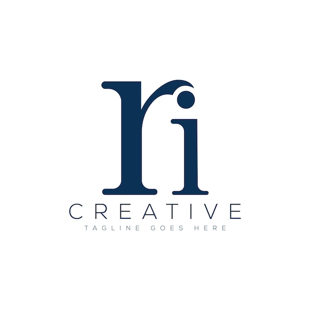 Ilustración de vector de plantilla de diseño de logotipo de letra RI