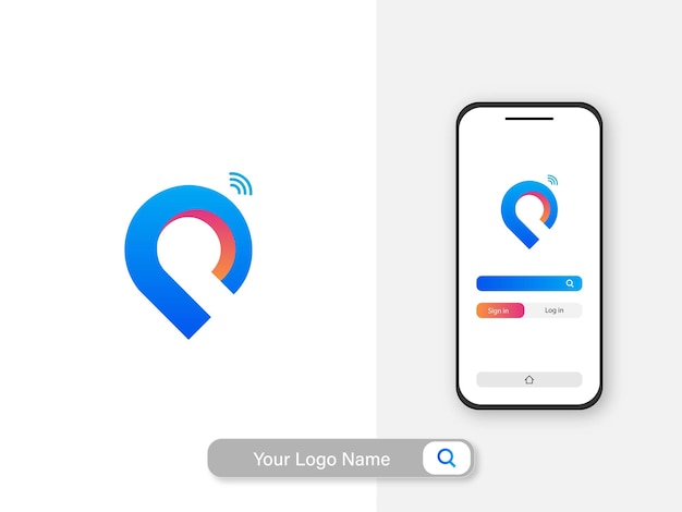Ilustración de vector de plantilla de diseño de logotipo de ubicación moderna con interfaz de aplicación ui
