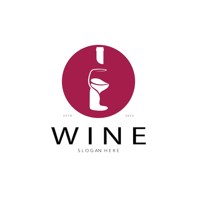 Ilustración de vector de plantilla de diseño de logotipo de vino de iconvector